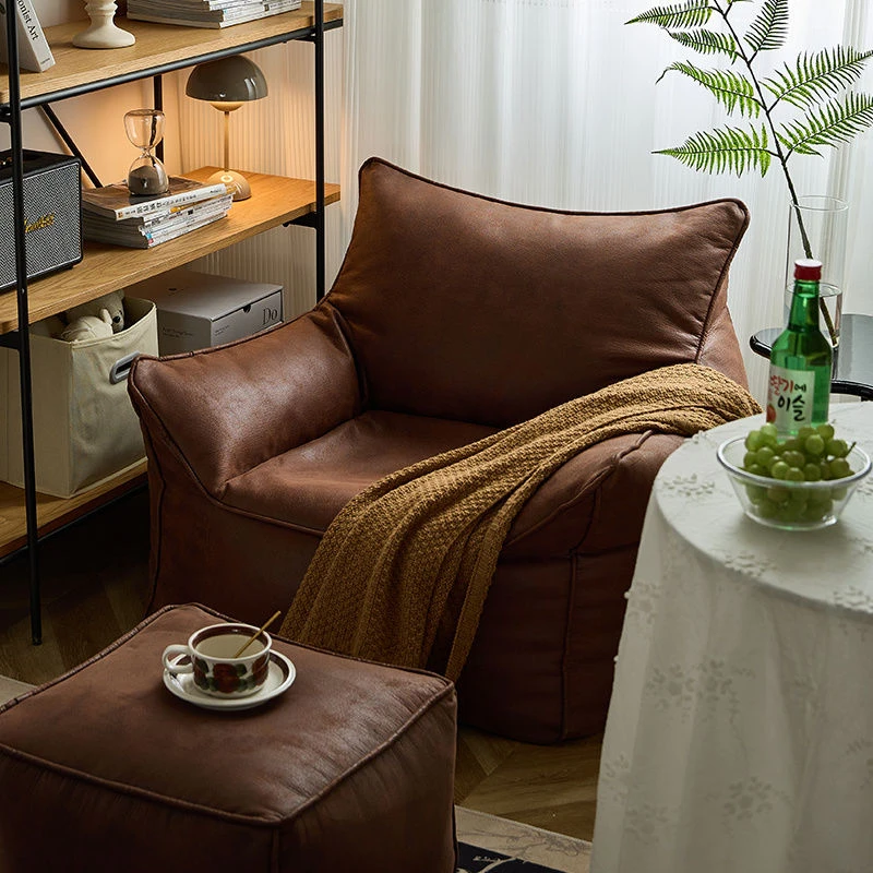精品懒人沙发单人可躺可睡榻榻米美式复古沙发小户型客厅休闲久坐