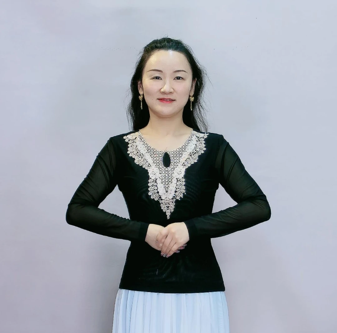 舞上妙品新疆维吾尔族民族表演舞蹈服装服饰维族舞台长袖网纱上衣