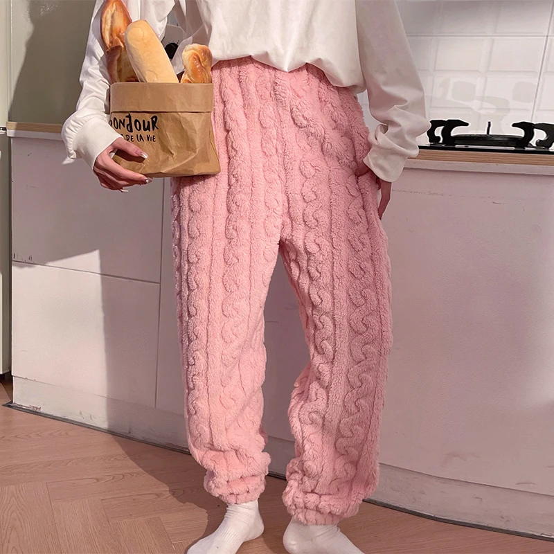 法兰绒女款睡裤秋冬季2023年新款珊瑚绒可外穿加绒加厚保暖家居裤