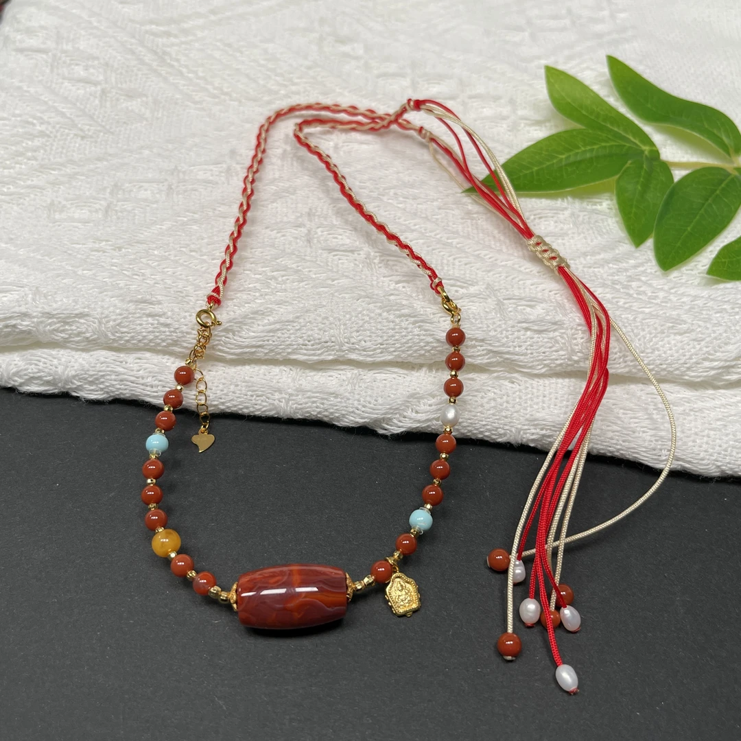 南红大枣珠两用款项链手链可拆分编绳调节s925银配件多样性发一