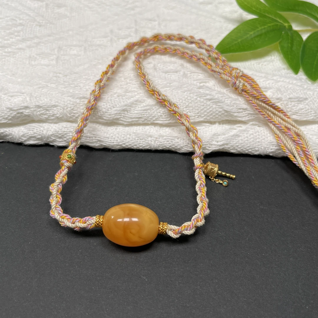 蜜蜡大枣珠23×17编绳项链可调节秋冬百搭以实物为准多样性发一