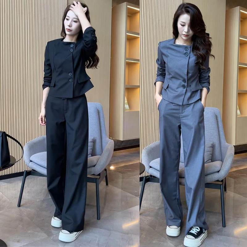 时尚套装女2025秋季新款洋气质显瘦短款外套阔腿裤休闲减龄两件套