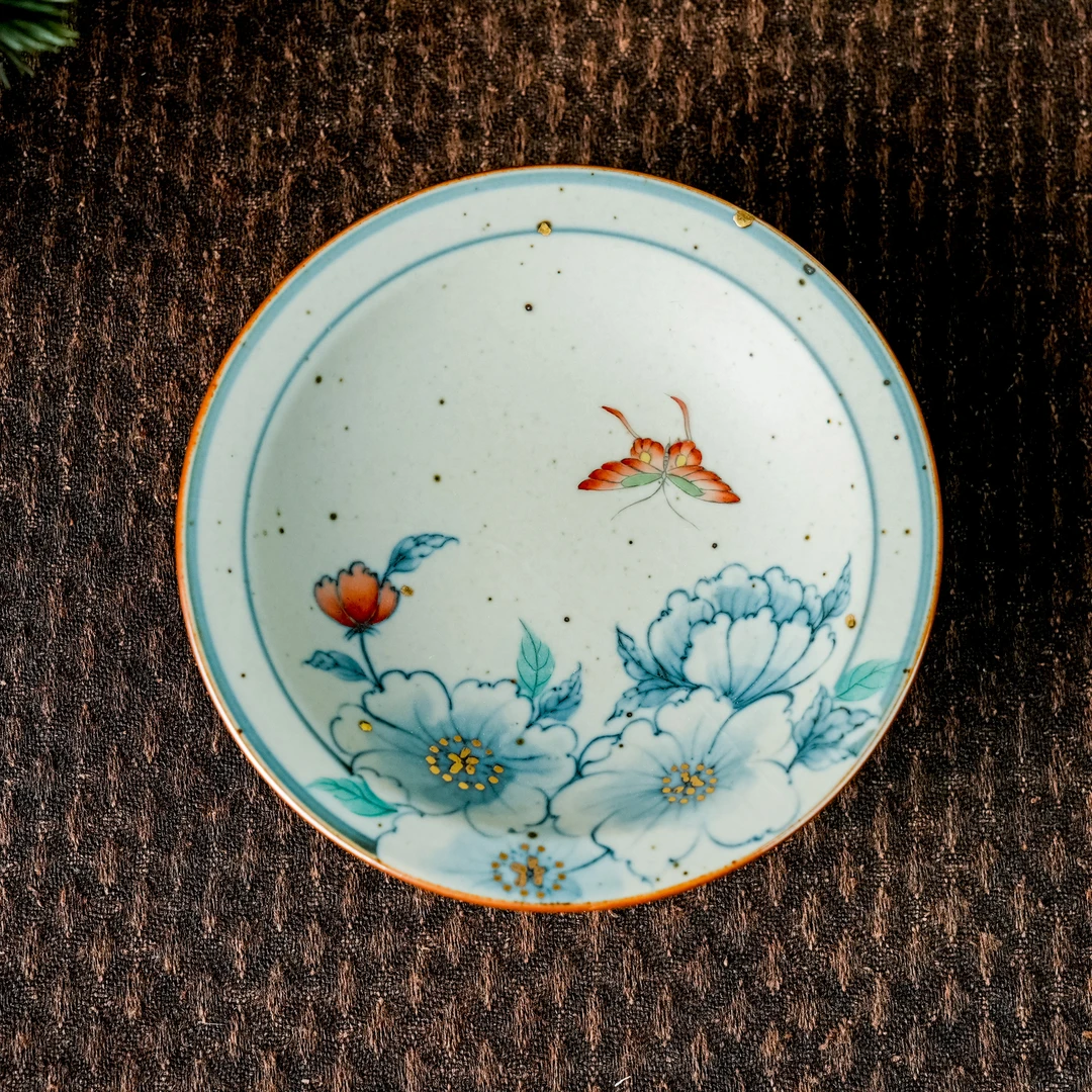 【南青】花巷影蝶高足果碟茶盘（直径13cm）  NQS042