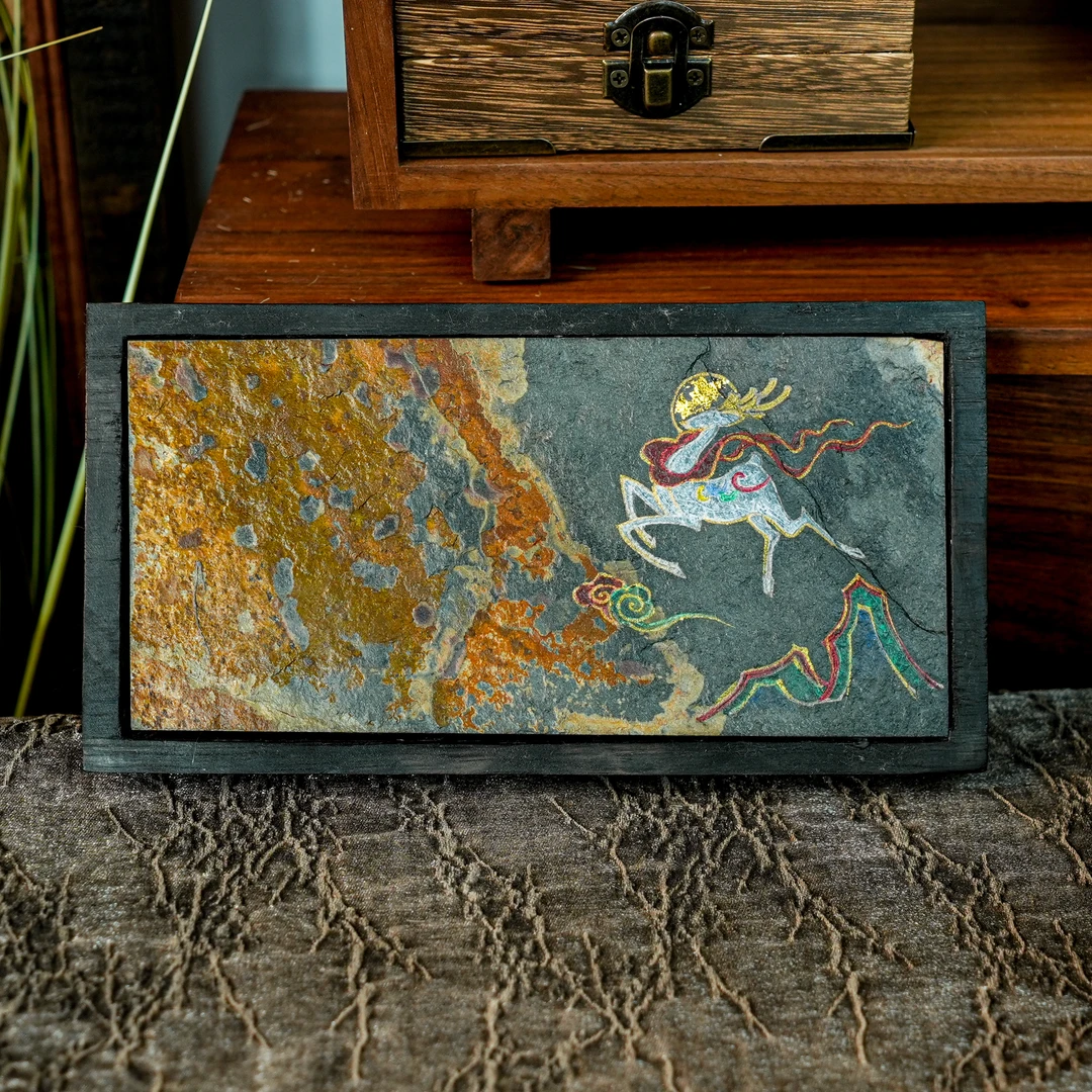 【风禾】飞天九色鹿敦煌小茶盘21号 基底颜色随机21.9*11.5cmMTS064