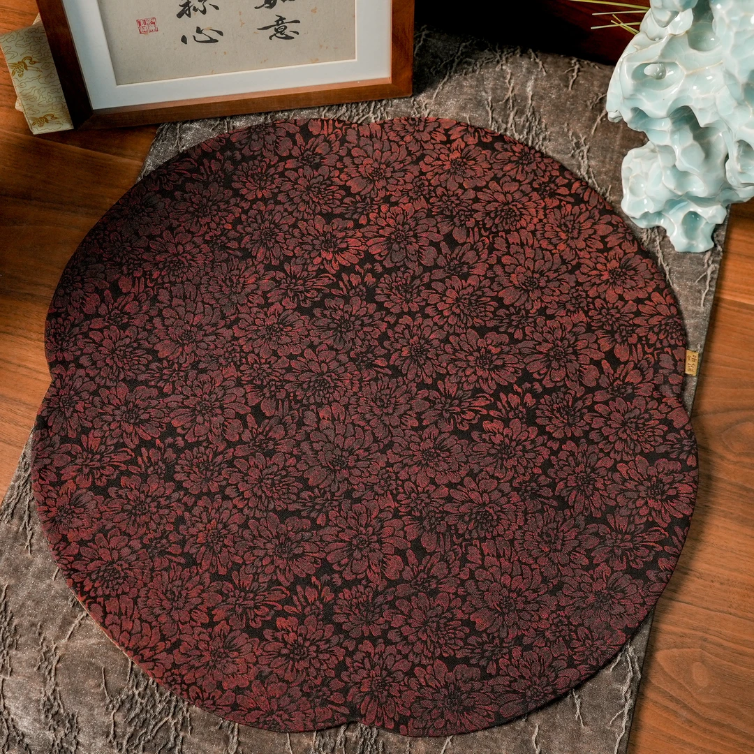 【慢蓝】芳华海棠真丝提花香云纱茶席4141MLS138