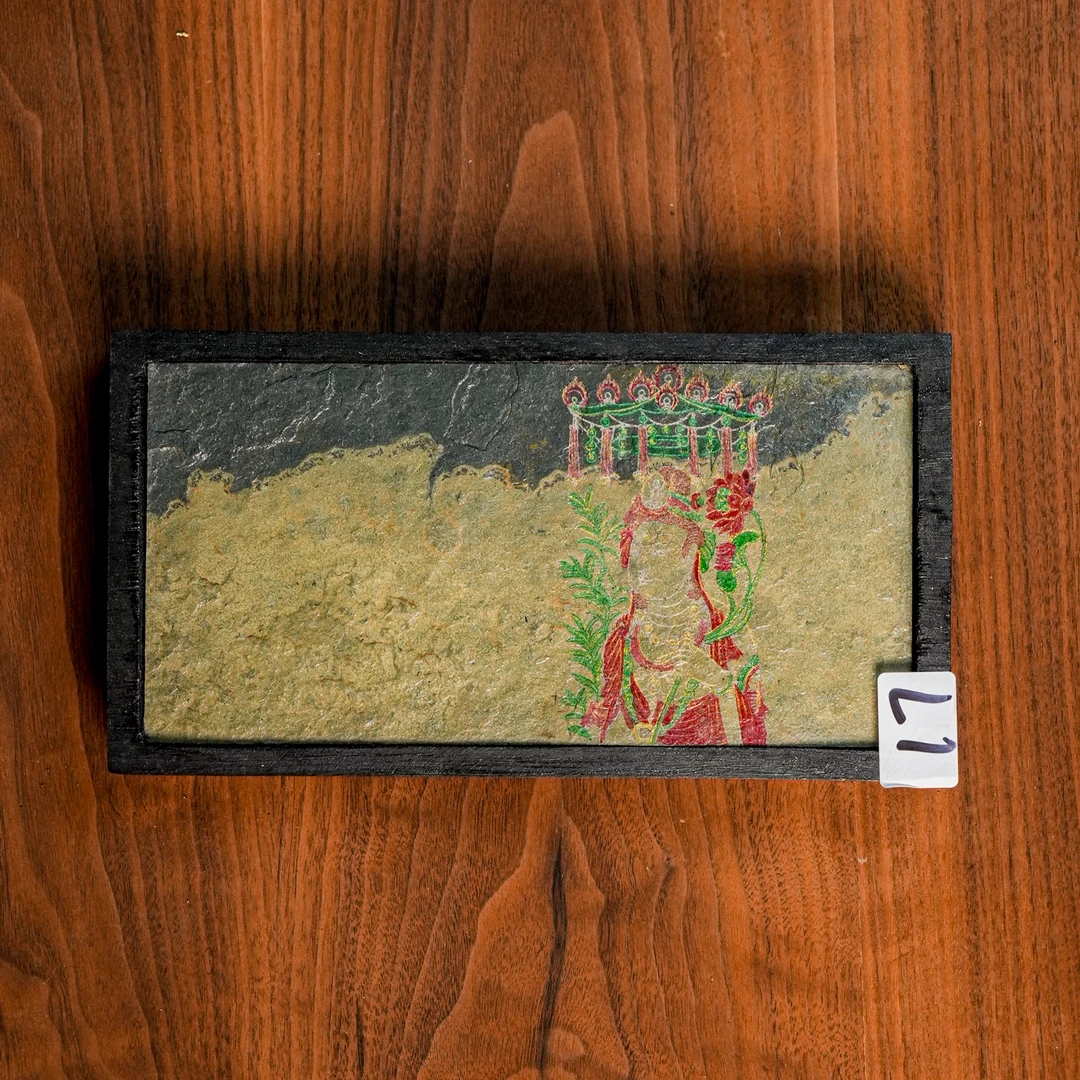 【风禾】持莲菩萨敦煌小茶盘17号（基底颜色随机）21.9*11.5cm 瑕疵