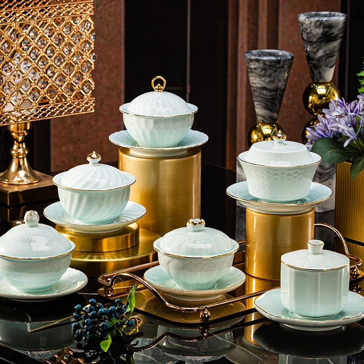 景德镇釉下彩青瓷带盖炖盅碗小甜品碗燕窝盅佛跳墙一人份禅意汤盅