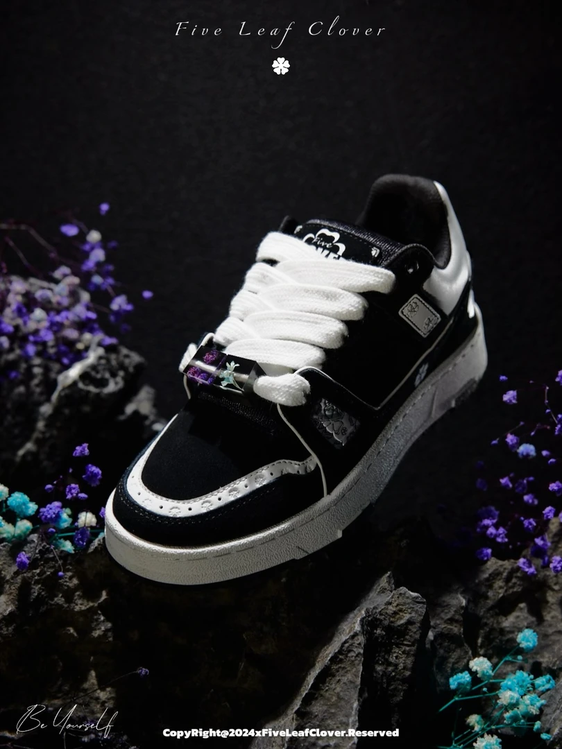 5LCBRAND五叶草经典百搭厚底鞋男女同款黑白低帮潮流休闲ro板鞋