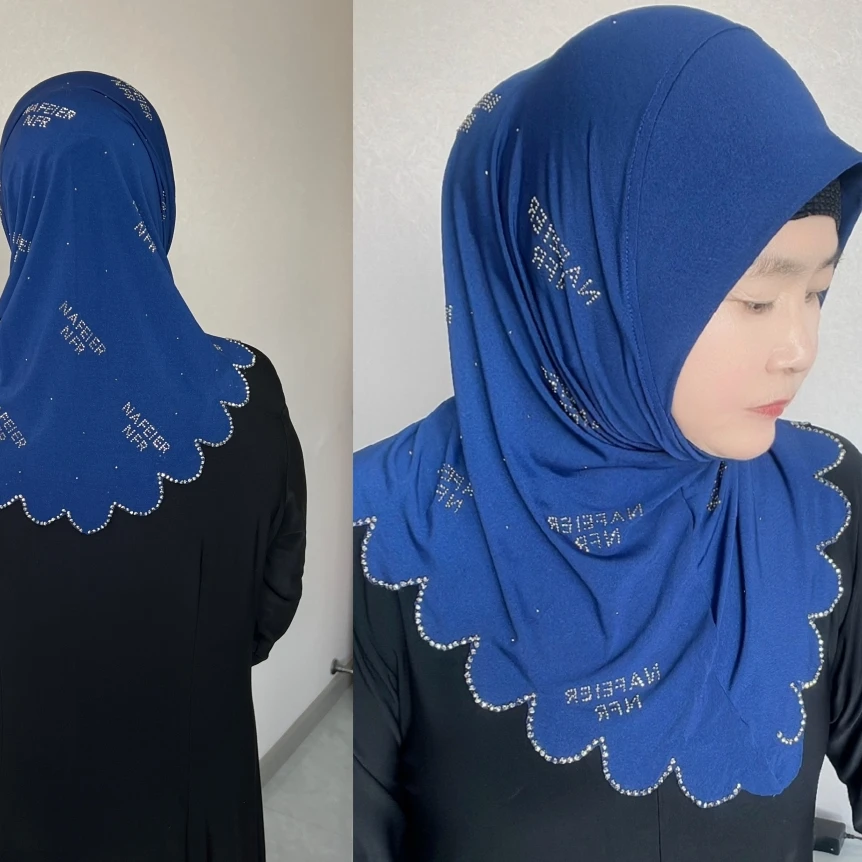 夏季妈妈高温烫钻花边字母纱巾舒适透气细腻休闲百搭