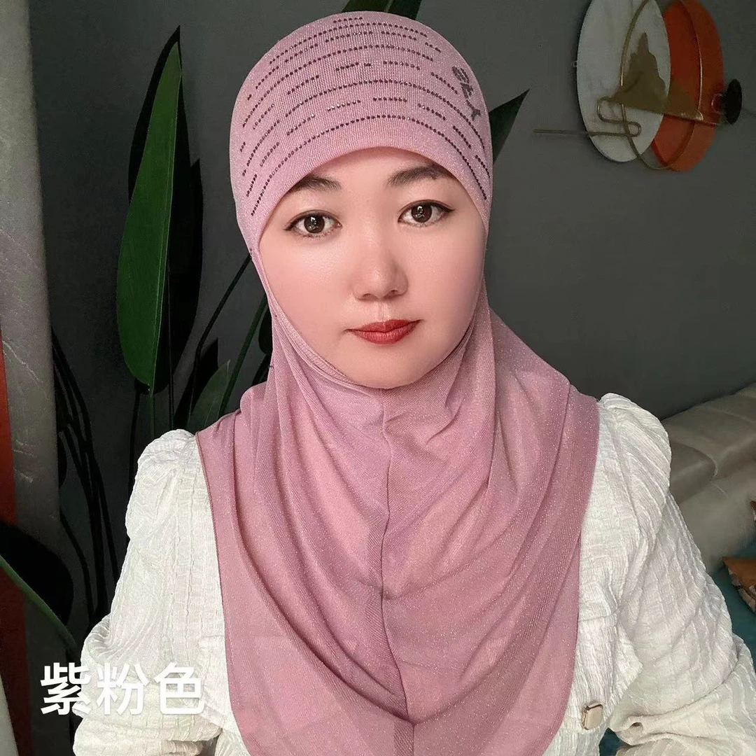 新款波浪字母花型盖头大弹力妈妈薄款透气方便纱巾