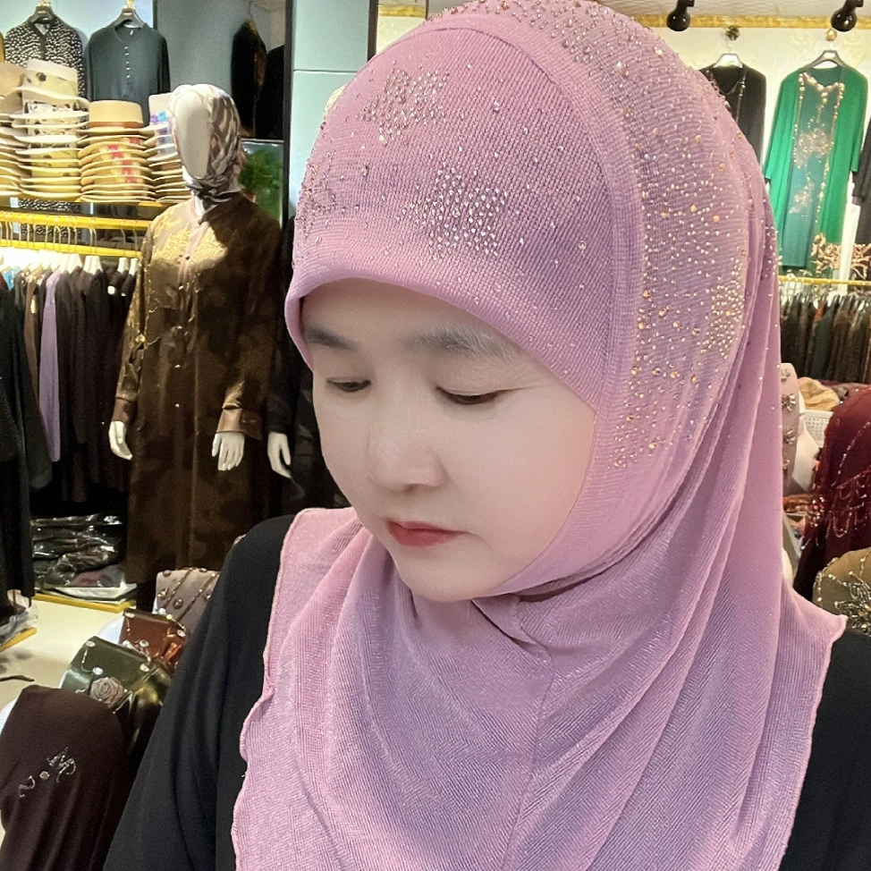 夏季2024新款五角星烫钻妈妈盖头透气轻薄纱巾