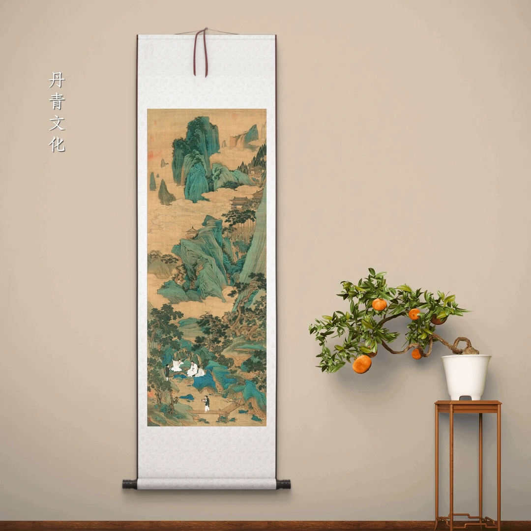 仇英桃源仙境图宣纸高清复制山水国画临摹学习装饰画客厅家居挂画