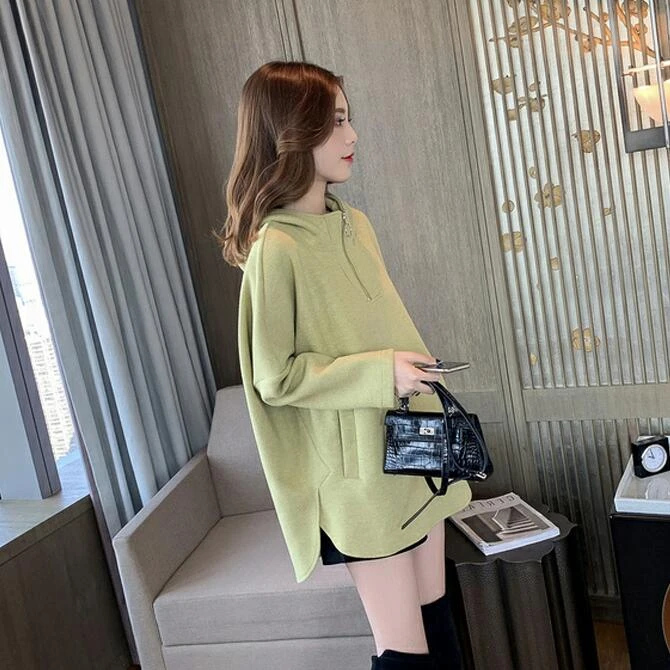 孕妇春秋款上衣外穿时尚宽松潮妈洋气减龄大码连帽加绒加厚卫衣