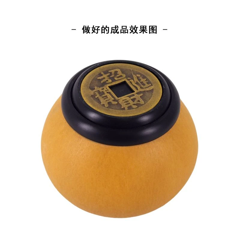 天然葫芦文玩手把件天然赚钱胡芦铜钱招财进宝檀木盖子摆件可旋转