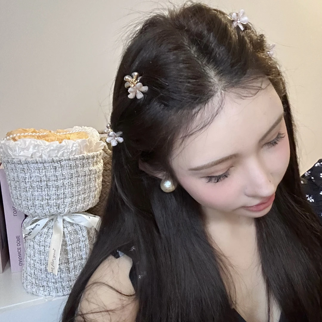 SWW/山茶花冰透花朵刘海夹迷你碎发夹