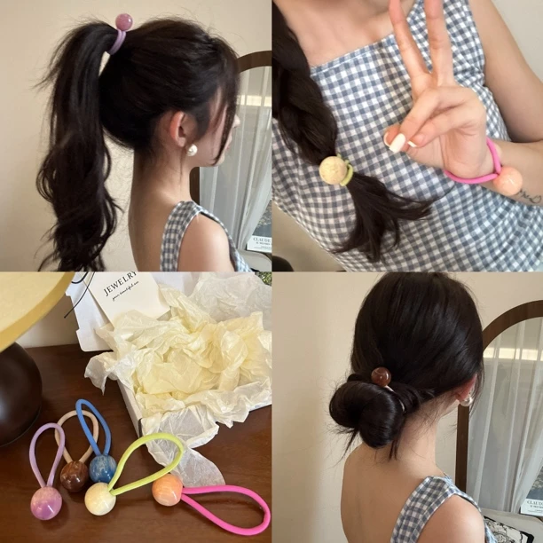 多巴胺晕染糖果高弹加粗皮筋不撞款头绳发圈