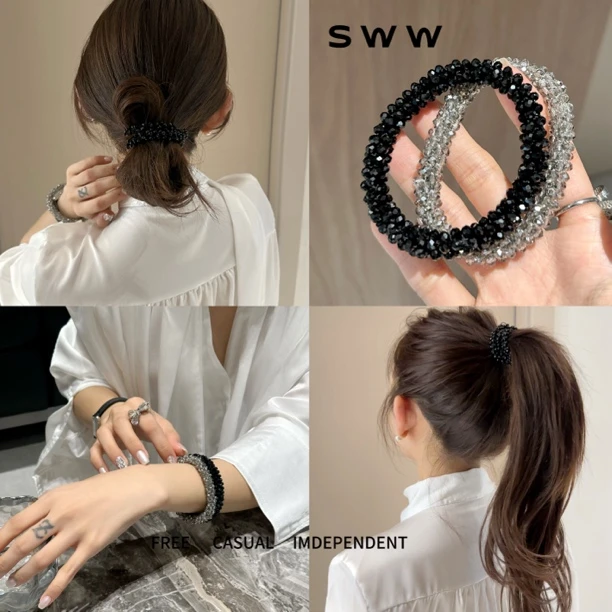 SWW发圈即手圈 多用百搭气质简约高弹闪闪高马尾发圈头饰发饰