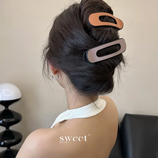 SWW莫兰迪色系超大号磨砂一字夹刘海碎发夹气质后脑勺短发发夹