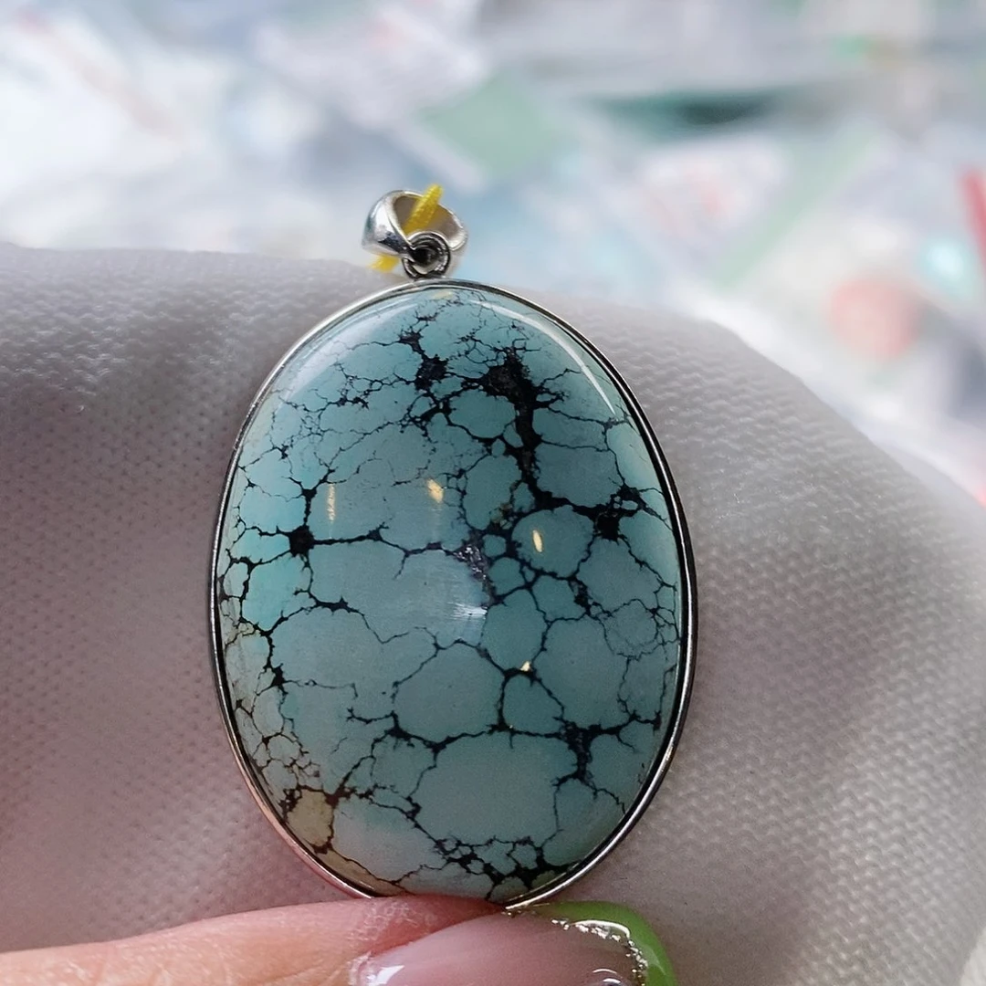 绿松石颈饰银S925镶嵌