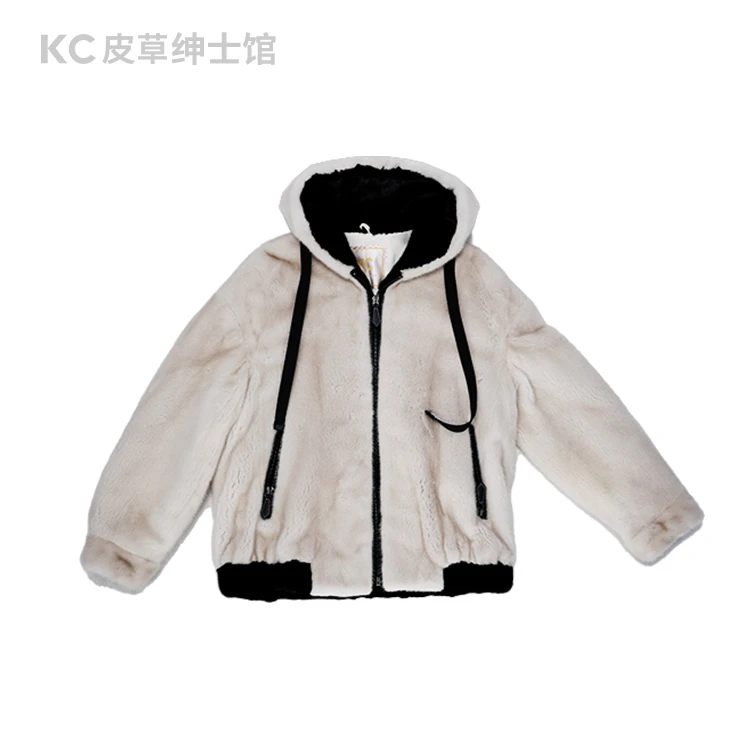 KCKC男士皮草珍珠间黑平帽Q133498