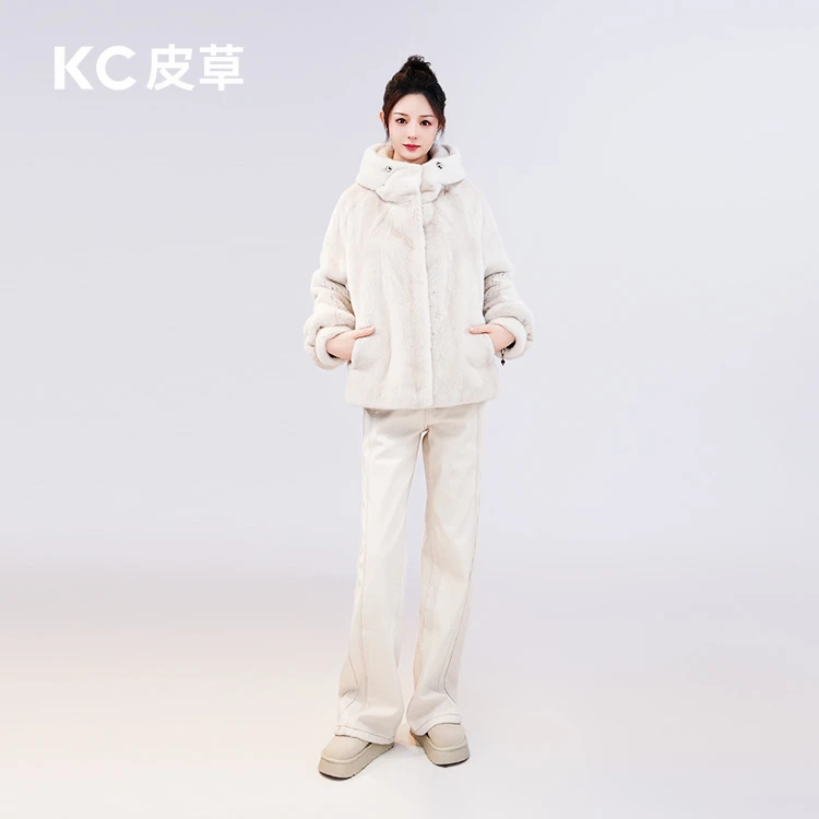 KC【KC皮草】“冬日温泉”防风帽直袖经典款进口水貂
