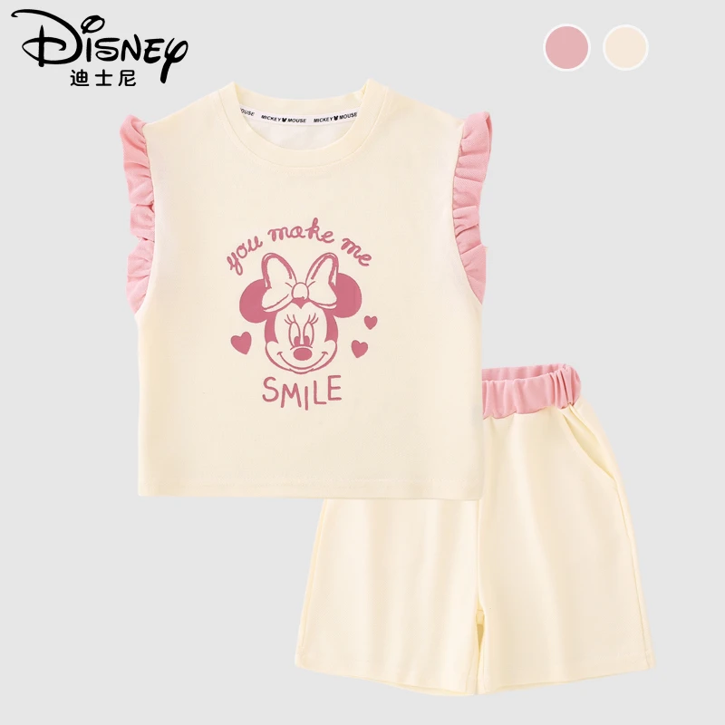 Disney/迪士尼女童套装夏款2024新款儿童两件套小女孩背心短洋气