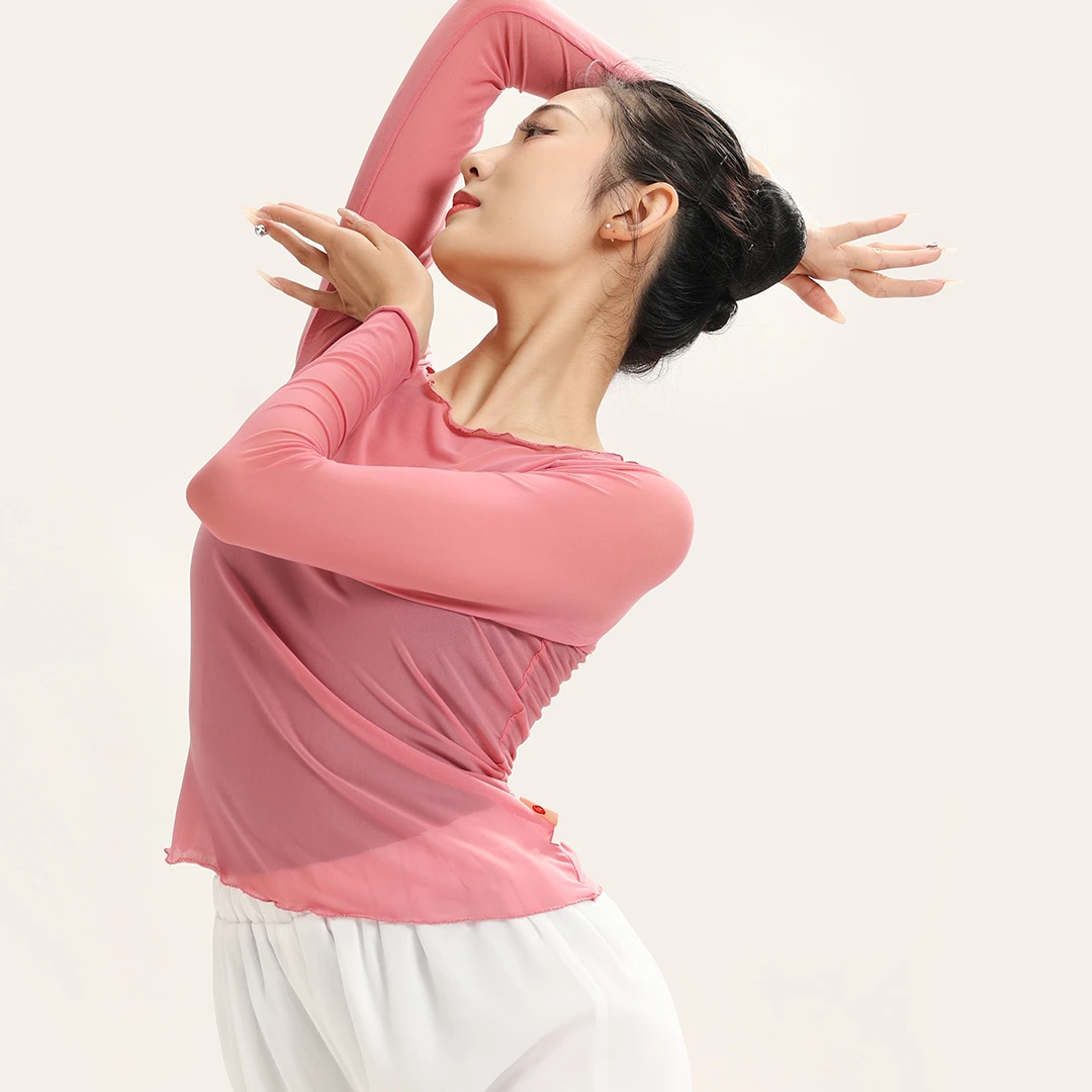 朵朵荷韵高密网纱纱衣 轻盈透气 弹性舞蹈体服 练功服