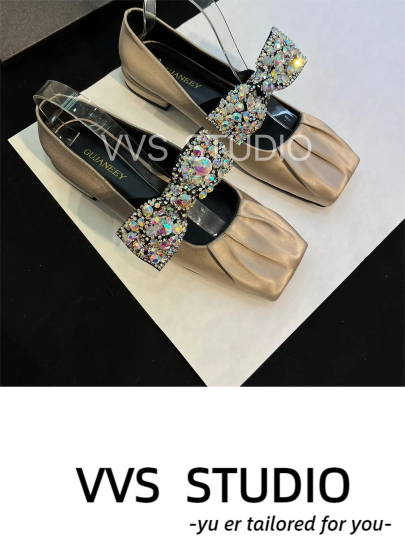 气质时尚百搭粗跟浅口方头轻奢休闲低跟女士跟鞋4208低跟小香风