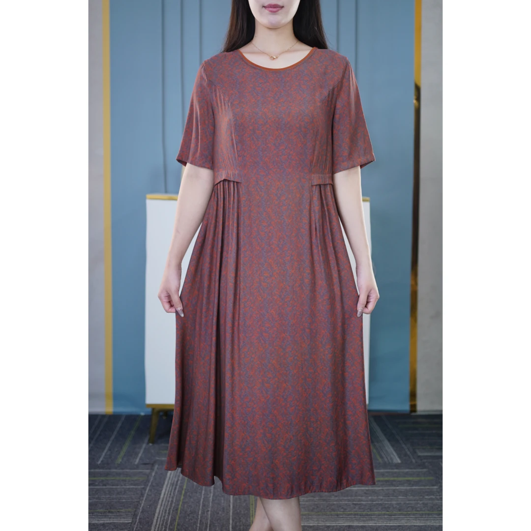 夏季新款胖mm遮肉显瘦大码女装时尚气质连衣裙高端新中式妈妈裙子