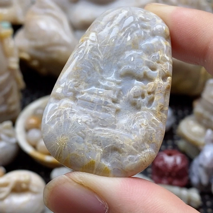 硅化珊瑚（珊瑚玉）颈饰未镶嵌吃****