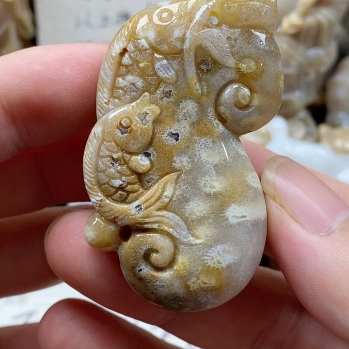 硅化珊瑚（珊瑚玉）颈饰未镶嵌