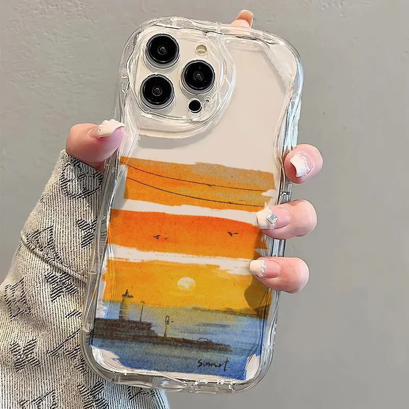 壳玛仕落日风景适用于苹果15Plus手机壳13软iPhone14Promax/12/11