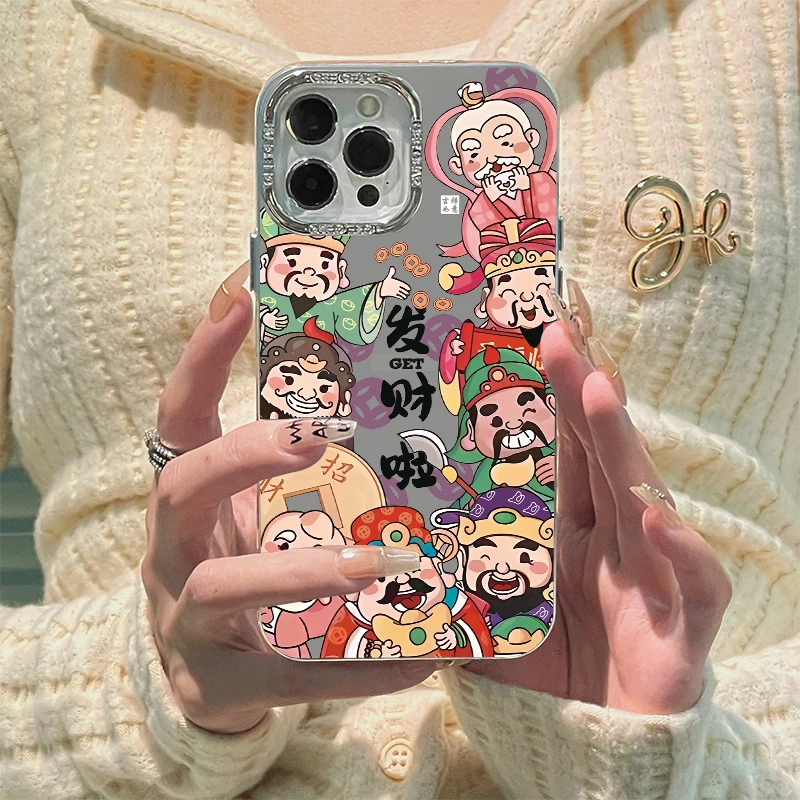 新年发财财神苹果15手机壳iPhone14promax喜庆12防摔11红色13高级