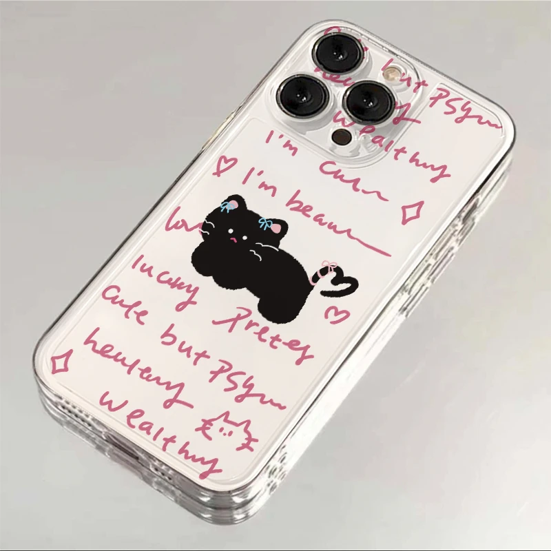 壳玛仕小众英文猫咪适用iphone15苹果13手机壳14promax透明12xr软