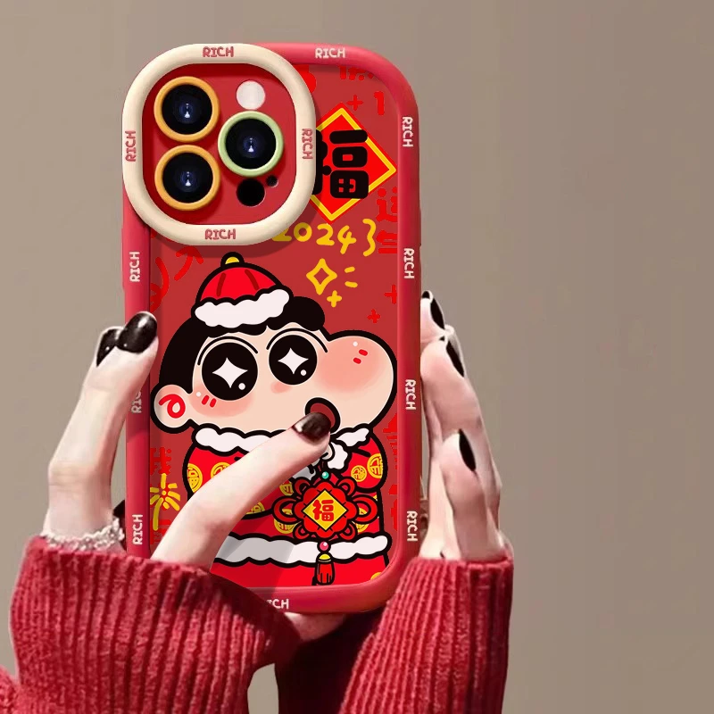 新年小新苹果15promax手机壳iphone14全包13软12新年11泡芙x红7/8