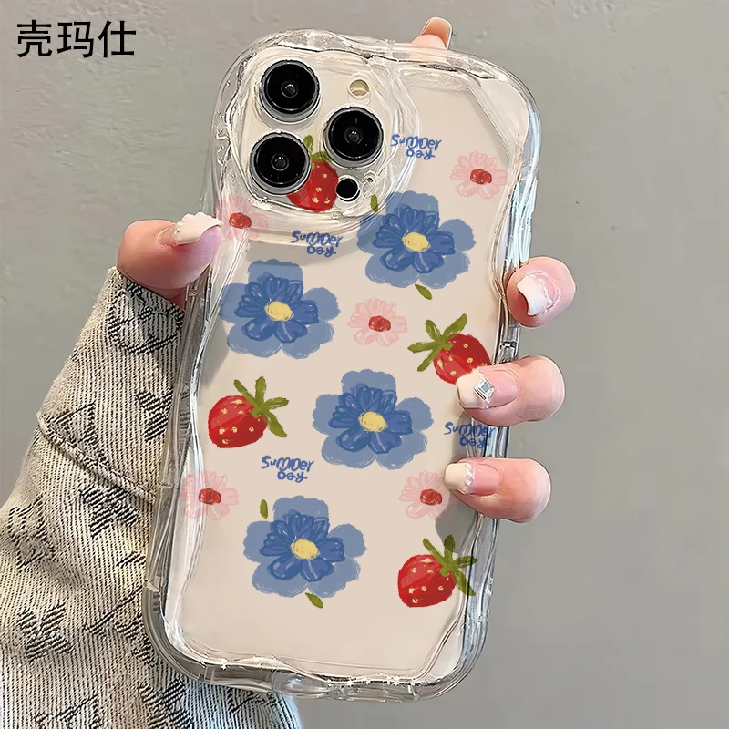 壳玛仕花朵草莓适用苹果15promax手机壳13软壳iPhone14/13/11xr/8