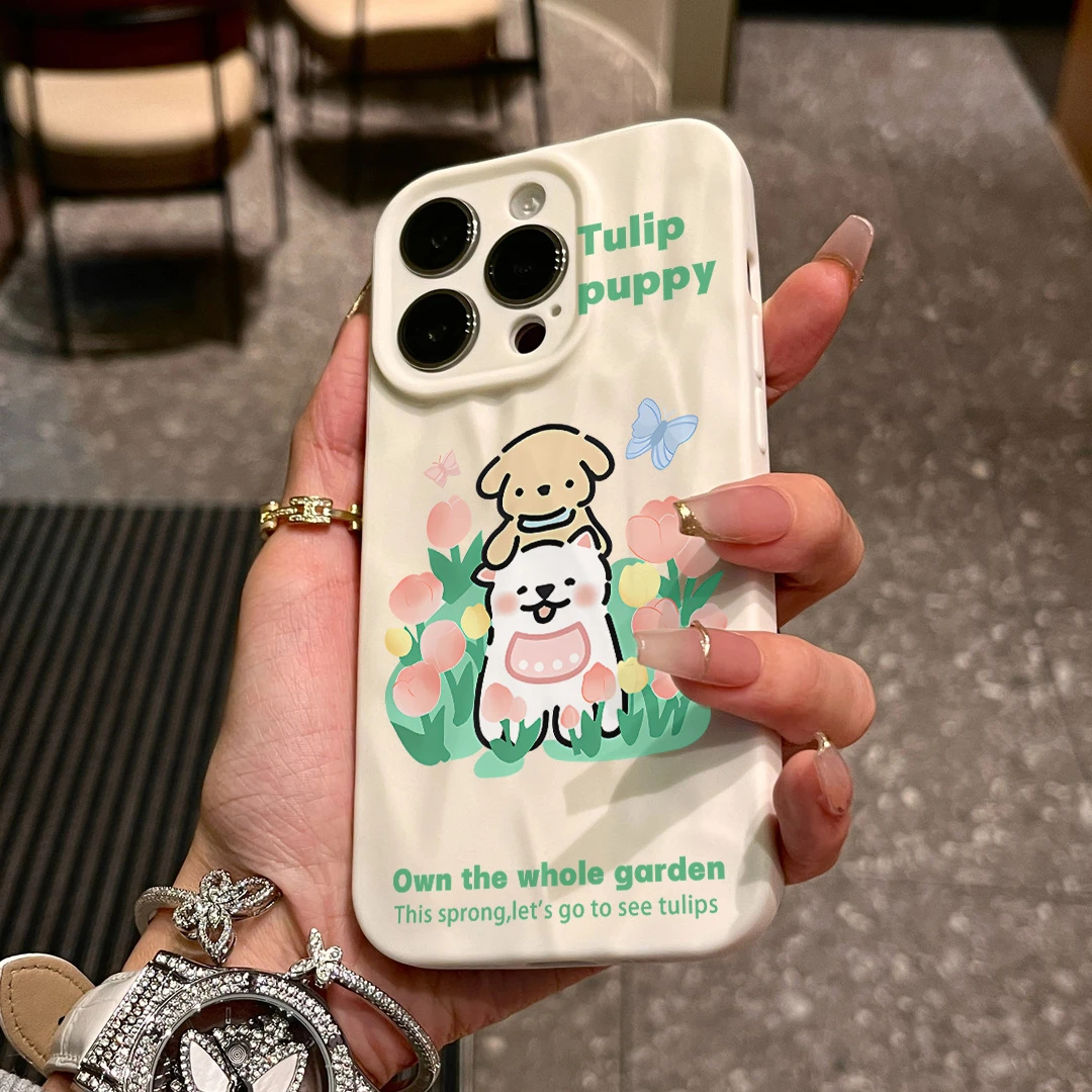 花丛狗狗适用苹果15/14手机壳iPhone14promax软胶13pro12/11/xr/7