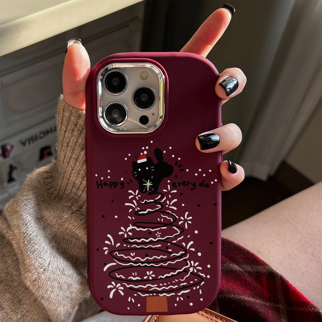 圣诞树猫咪苹果15promax手机壳iPhone14新7/8plus软壳13/12/11/xr