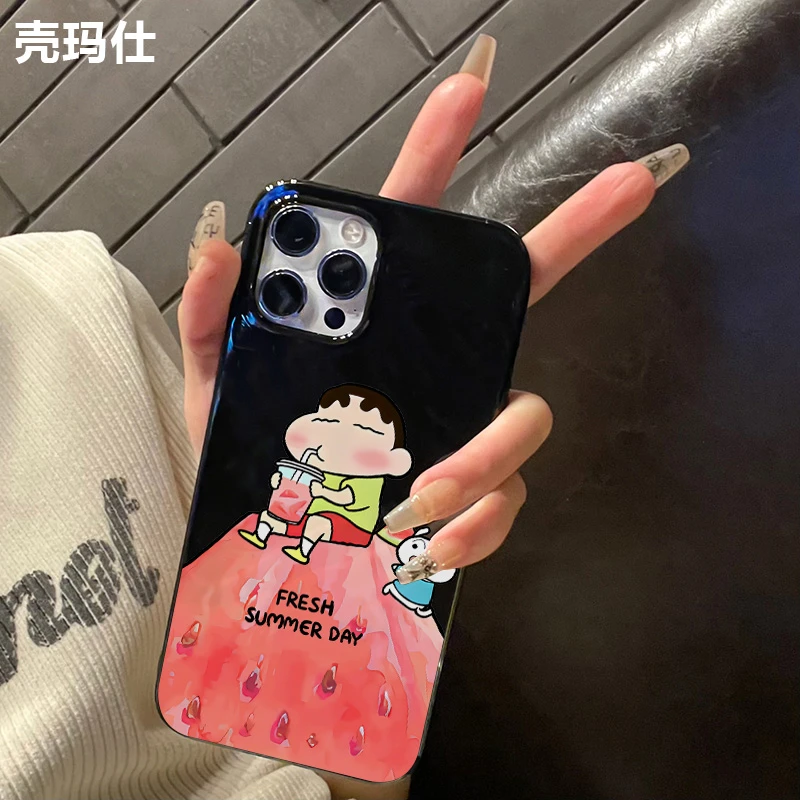 壳玛仕喝饮料小新适用苹果15promax手机壳iphone12/14/13透明8p可