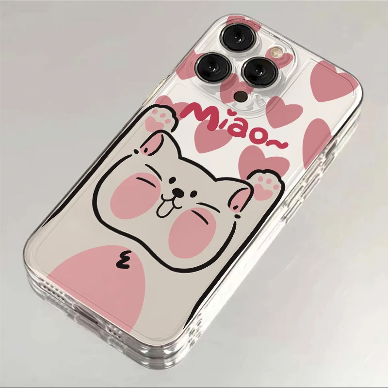 壳玛仕爱心猫咪适用iphone15苹果13手机壳14promax透明12xr软壳11