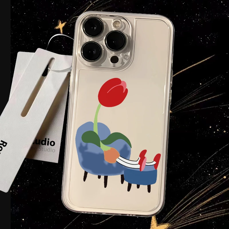 摆烂花朵iphone15苹果手机壳14promax防摔13pro透明保护壳12创意7