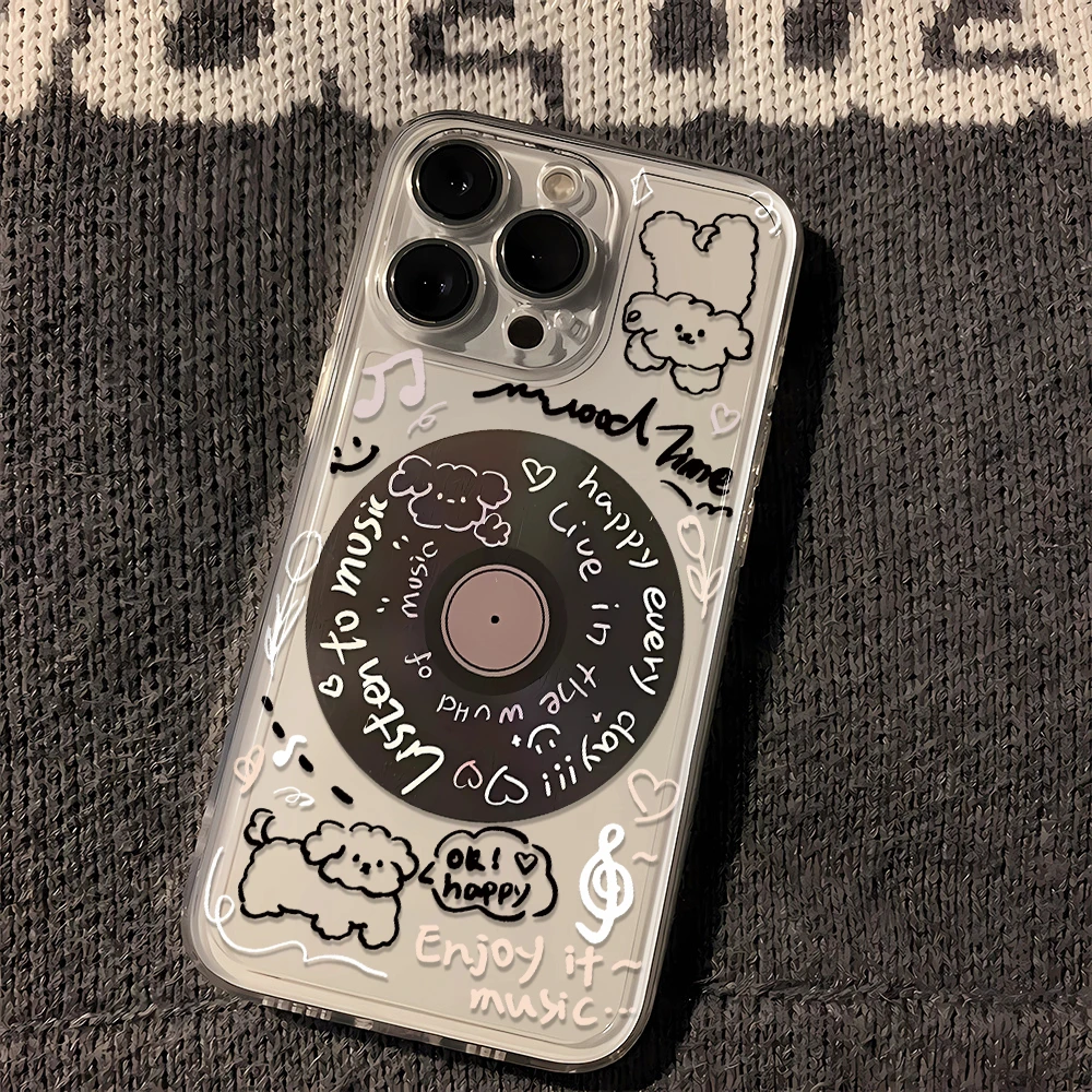 涂鸦CD小狗苹果iPhone15/14promax手机壳13/12软11/xs/7/8plus6潮