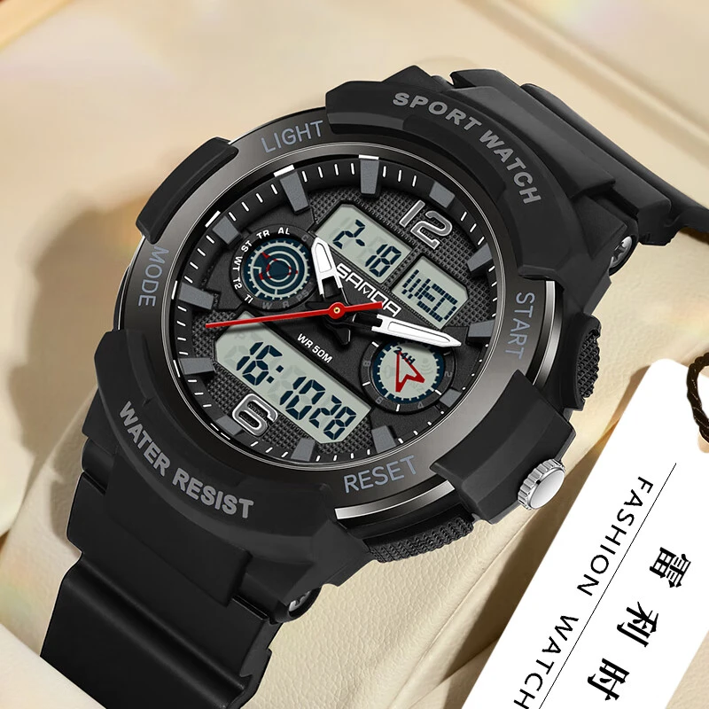 rlychee/雷利时电子手表男学生双显户外运动防水夜光初高中生男表