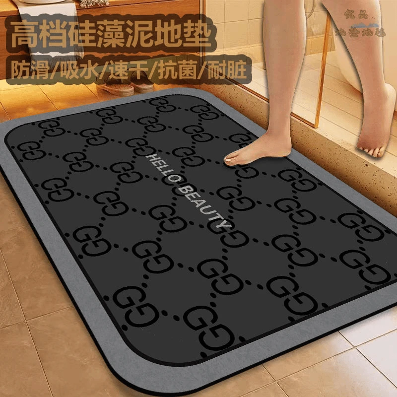 硅藻泥吸水防滑地垫浴室脚垫洗手间卫生间进门口地垫门垫方形地毯
