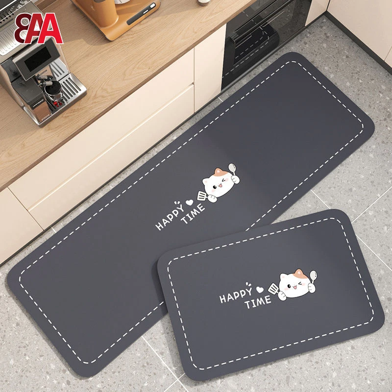 硅藻泥厨房卡通地垫速干防滑吸油脚垫吸水耐脏长条地垫可裁剪