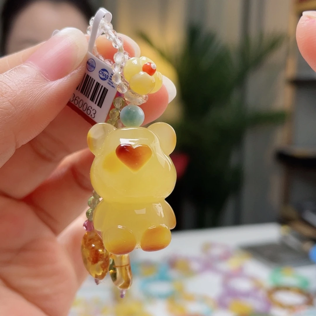 琥珀颈饰未镶嵌蜜蜡小熊