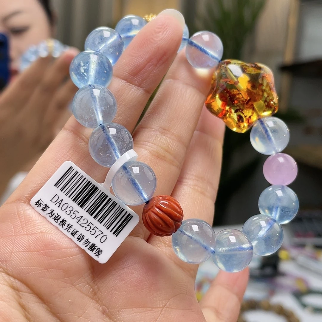 琥珀颈饰未镶嵌花珀手串