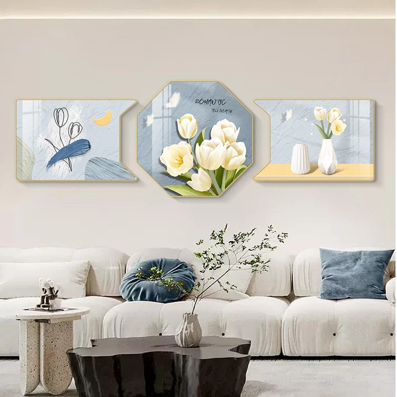 【2025】现代简约沙发背景墙挂画莫兰迪抽象三联画