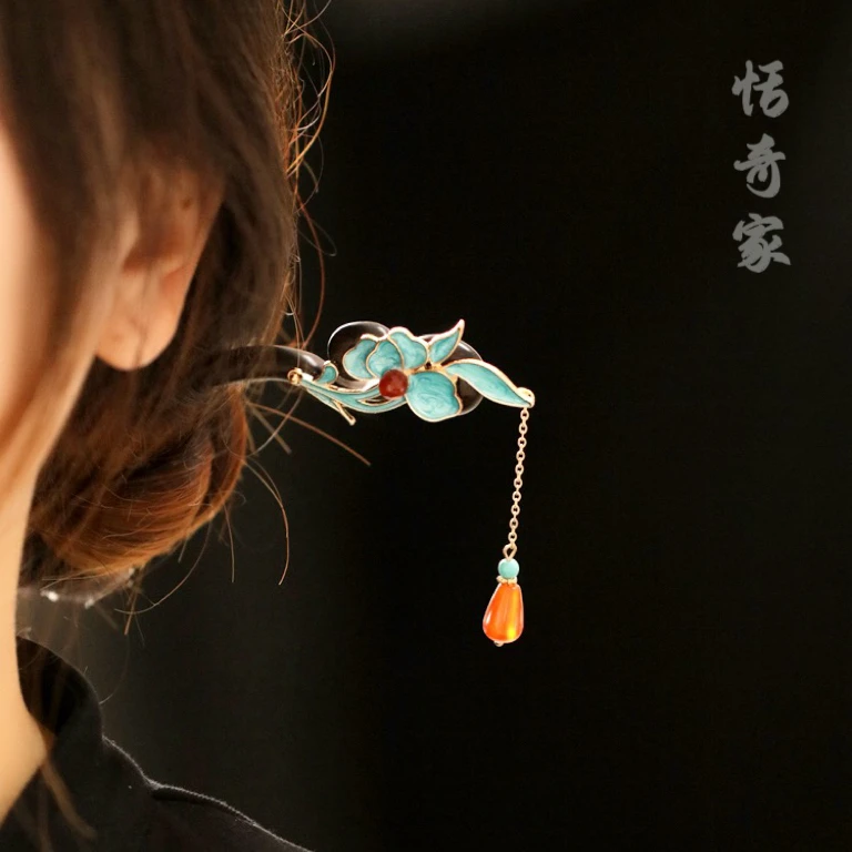 恬奇家8533“孔雀蓝”烧蓝工艺非遗国风禾木天然根雕古典古风日常