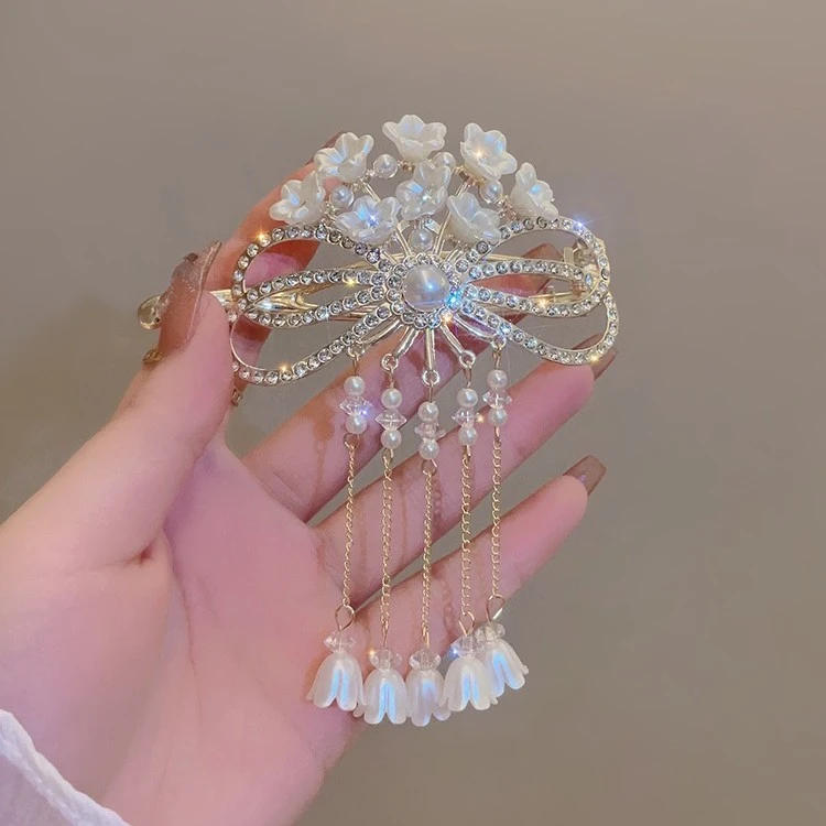 恬奇家1925 铃兰花流苏扭扭夹网红发夹女气质简约ins时尚原创设计